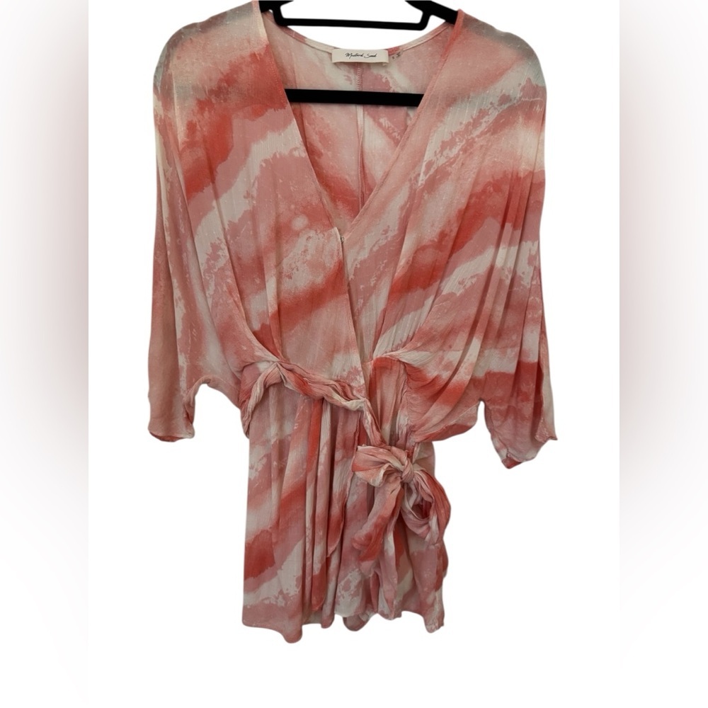 Mustard Seed Coral Tie Dye Kimono Romper Size Small